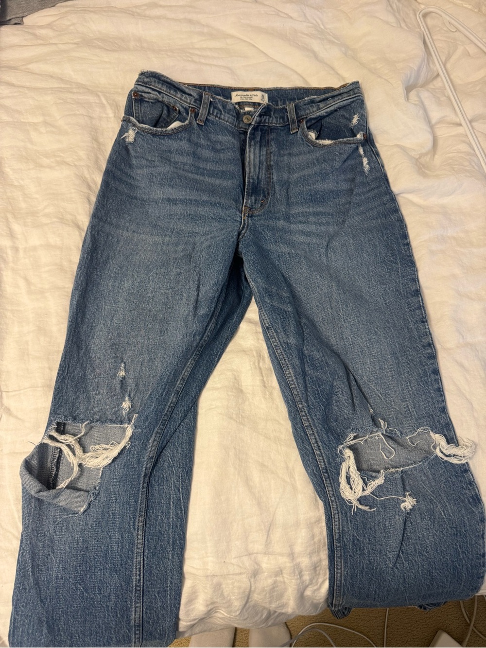 Abercrombie & Fitch High Rise Distressed Blue Jeans curve love